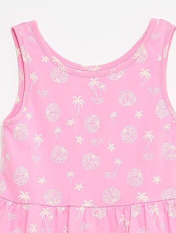 Vestido de punto ligero de tirantes finos con estampado integral en algodón