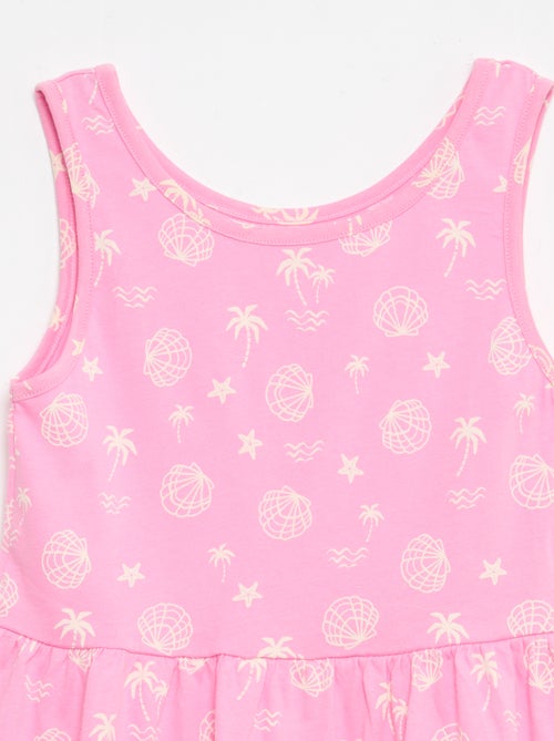 Vestido de punto ligero de tirantes finos con estampado integral en algodón - Kiabi