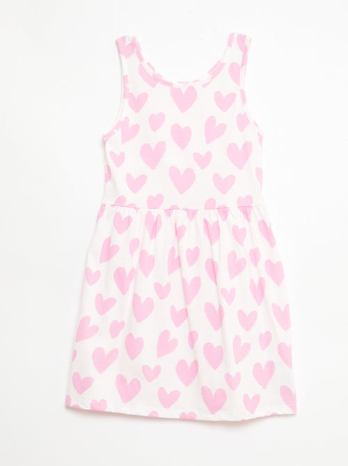 Vestido de punto ligero de tirantes finos con estampado integral en algodón - Kiabi