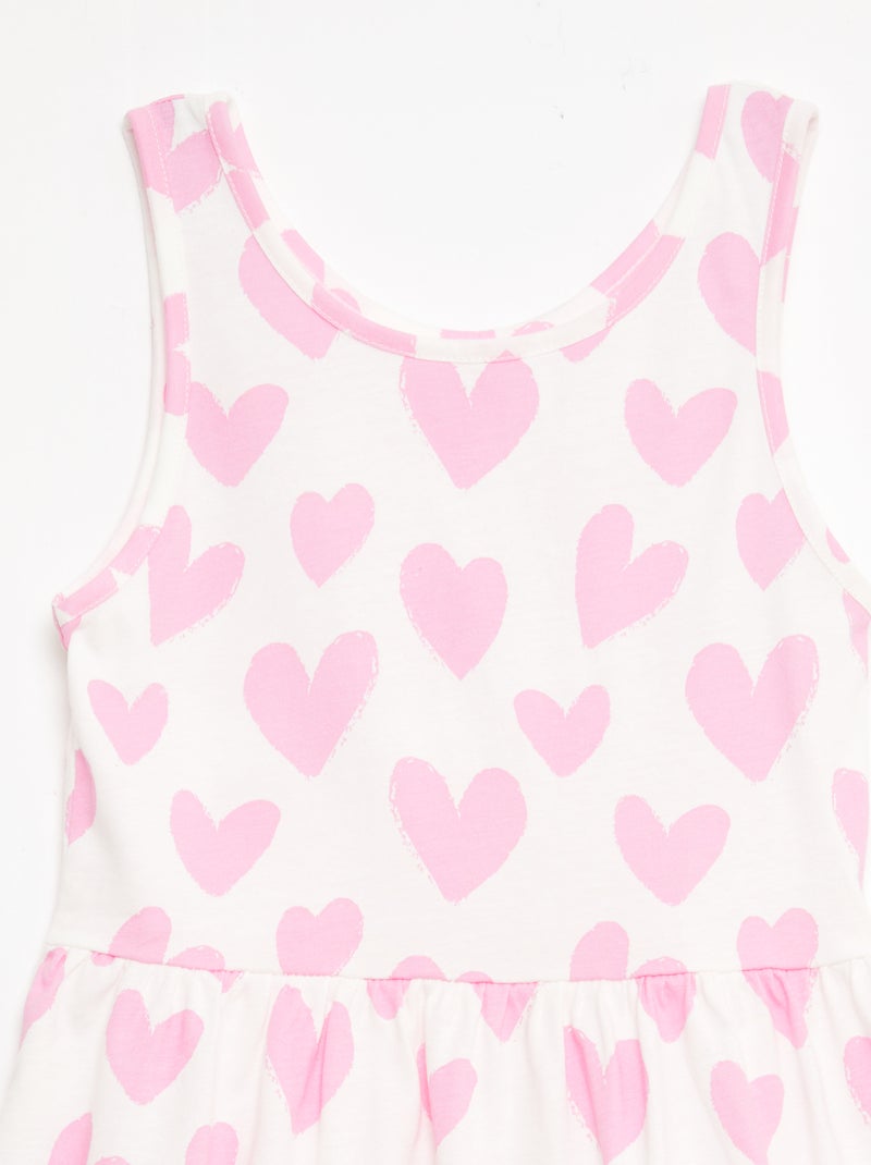 Vestido de punto ligero de tirantes finos con estampado integral en algodón Rosa - Kiabi