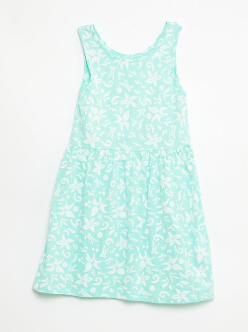 Vestido de punto ligero de tirantes finos con estampado integral en algodón - Kiabi