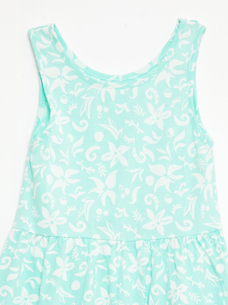 Vestido de punto ligero de tirantes finos con estampado integral en algodón Verde - Kiabi