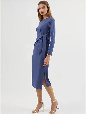 Vestido de punto midi con cuello redondo hiccup