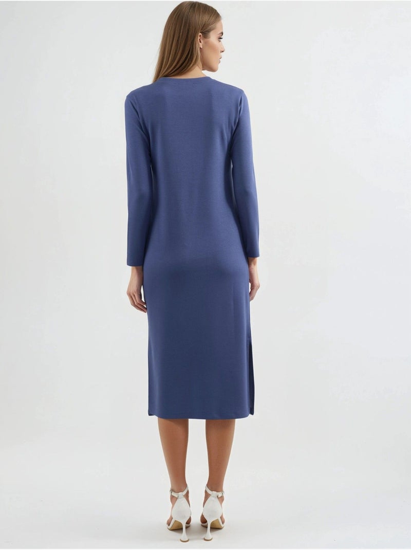 Vestido de punto midi con cuello redondo hiccup Azul claro - Kiabi