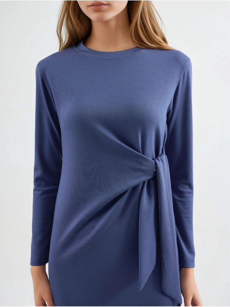 Vestido de punto midi con cuello redondo hiccup Azul claro - Kiabi
