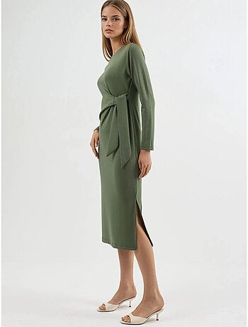 Vestido de punto midi con cuello redondo hiccup