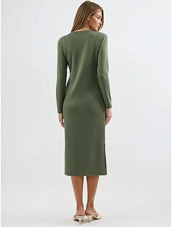Vestido de punto midi con cuello redondo hiccup