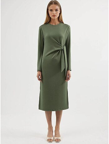 Vestido de punto midi con cuello redondo hiccup