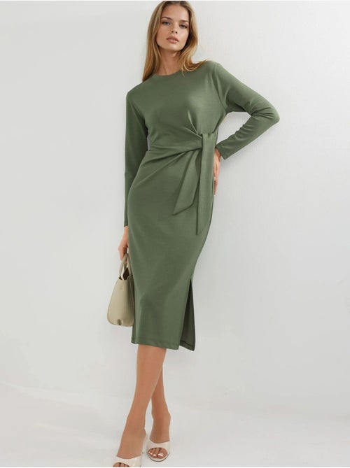 Vestido de punto midi con cuello redondo hiccup - Kiabi