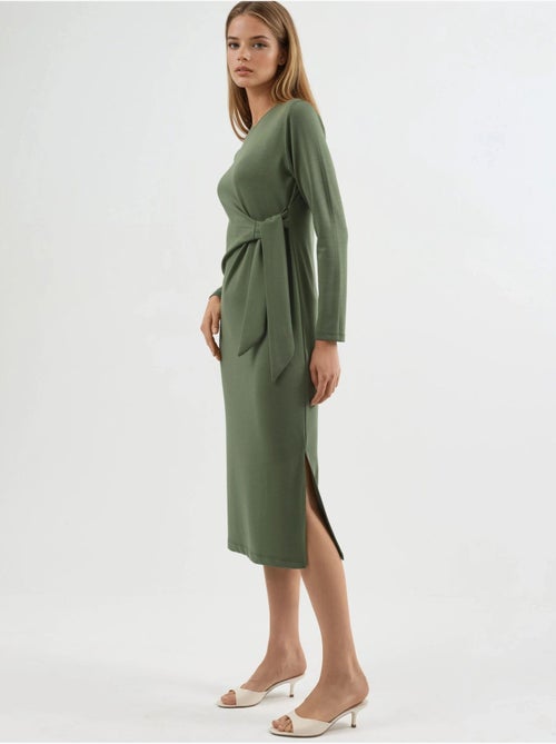 Vestido de punto midi con cuello redondo hiccup - Kiabi