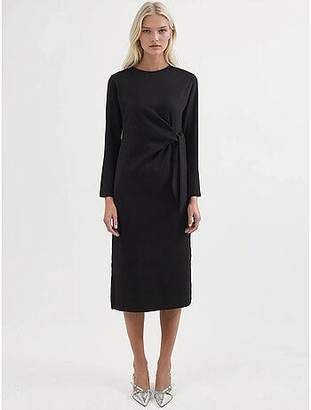 Vestido de punto midi con cuello redondo hiccup