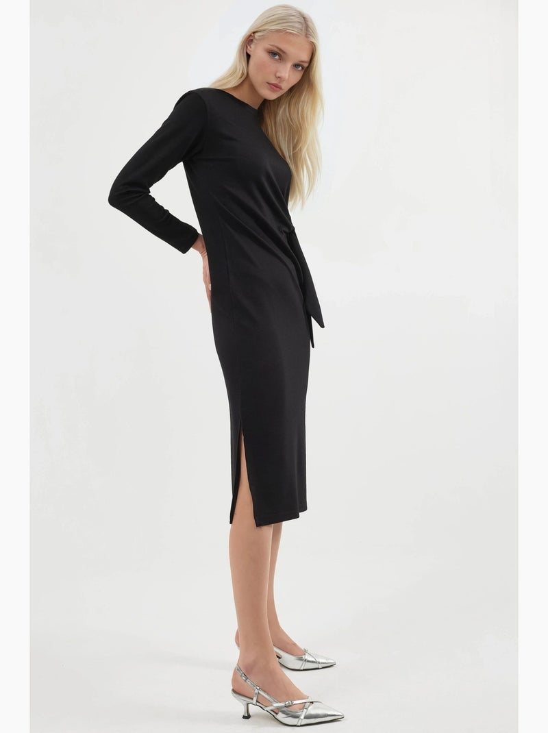 Vestido de punto midi con cuello redondo hiccup Negro - Kiabi
