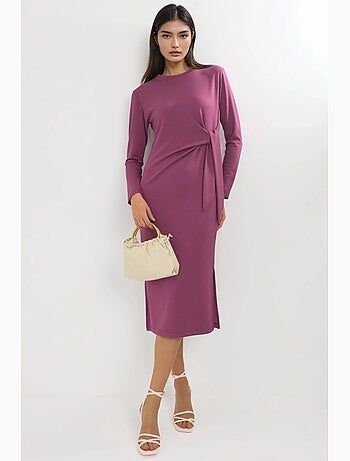 Vestido de punto midi con cuello redondo hiccup