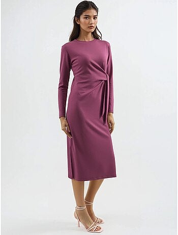 Vestido de punto midi con cuello redondo hiccup