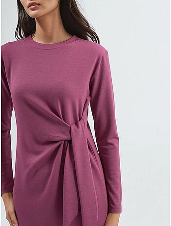 Vestido de punto midi con cuello redondo hiccup