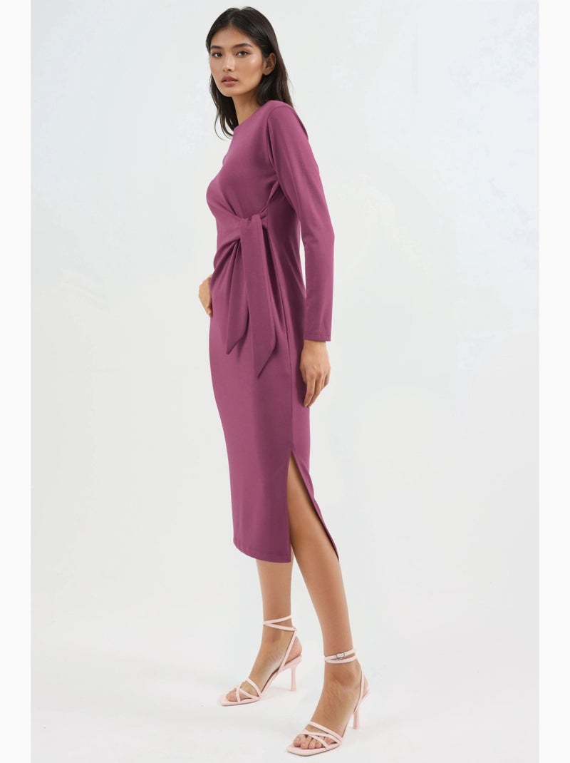 Vestido de punto midi con cuello redondo hiccup Rojo burdeos - Kiabi