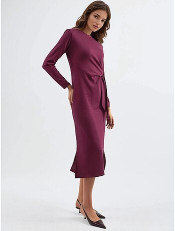Vestido de punto midi con cuello redondo hiccup