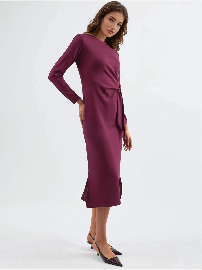 Vestido de punto midi con cuello redondo hiccup Rojo cachemira - Kiabi