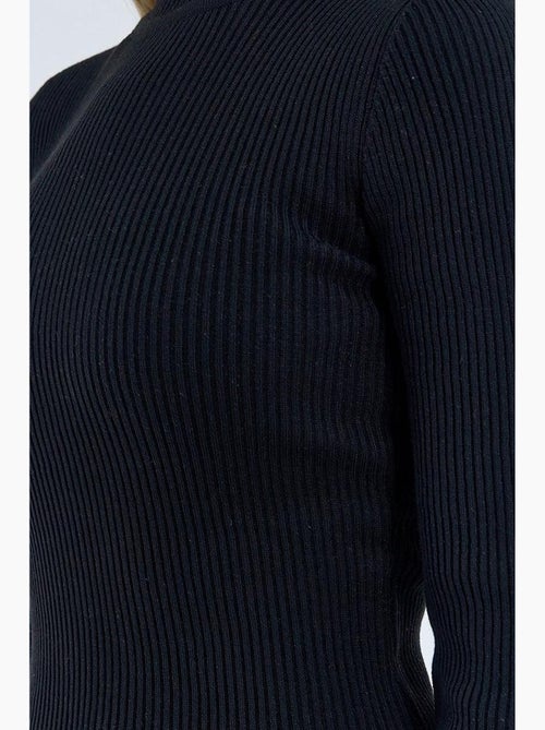 Vestido de punto midi de cuello alto y corte entallado con abertura de mixray - Kiabi