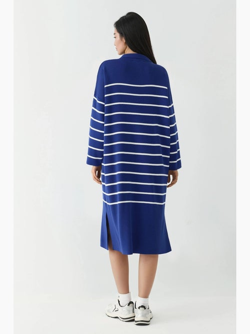 Vestido de punto midi holgado con escote en v y rayas de my fashion - Kiabi