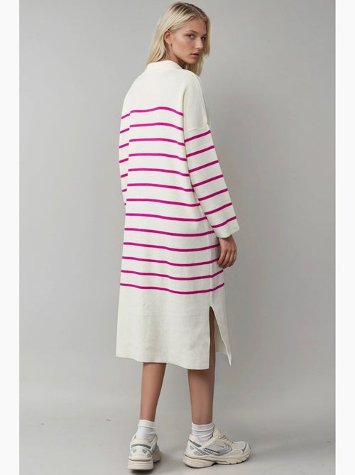 Vestido de punto midi holgado con escote en v y rayas de my fashion - Kiabi