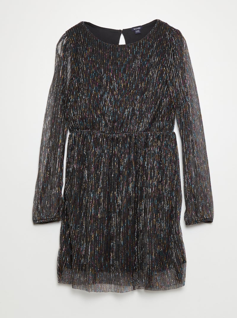 Vestido de punto plisado NEGRO - Kiabi