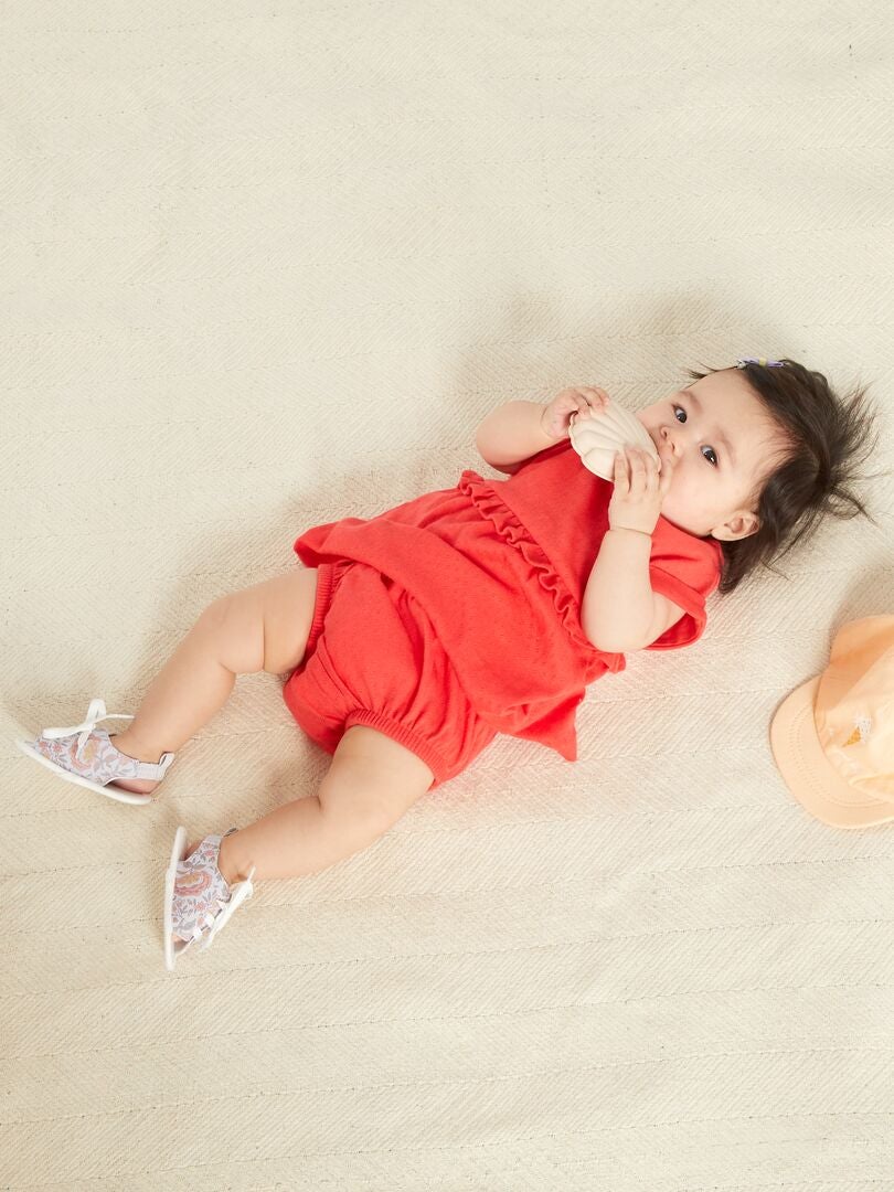 Vestido de punto pointelle con pololo Rojo - Kiabi