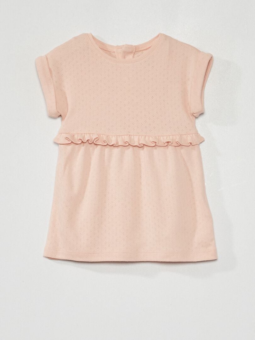 Vestido de punto pointelle con pololo rosa - Kiabi