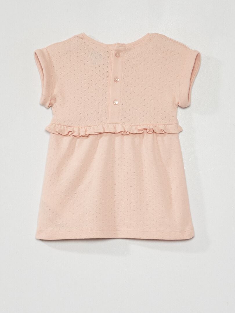 Vestido de punto pointelle con pololo rosa - Kiabi
