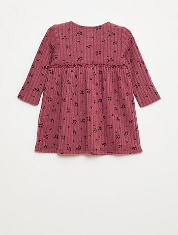 Vestido de punto suave acanalado con cuello abotonado