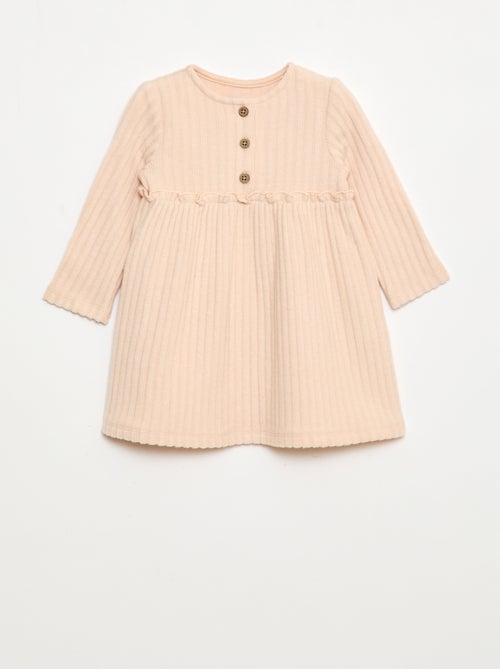 Vestido de punto suave con cuello abotonado - Kiabi