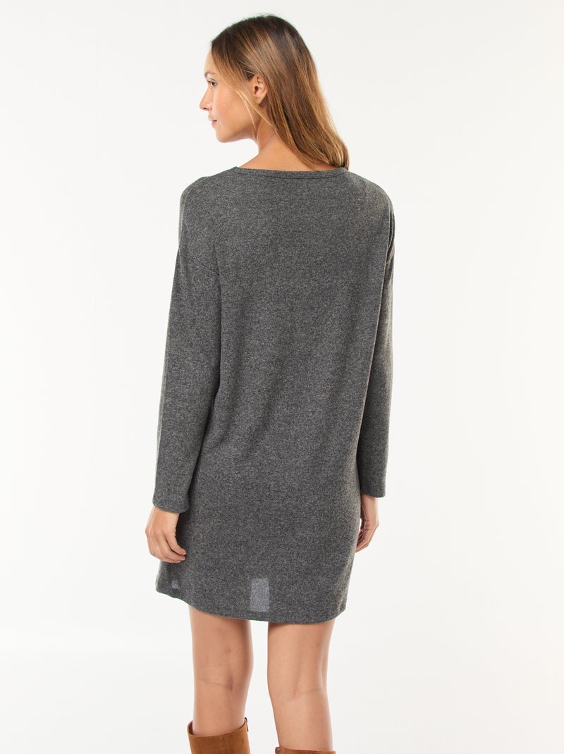 Vestido de punto suave de manga larga Gris - Kiabi