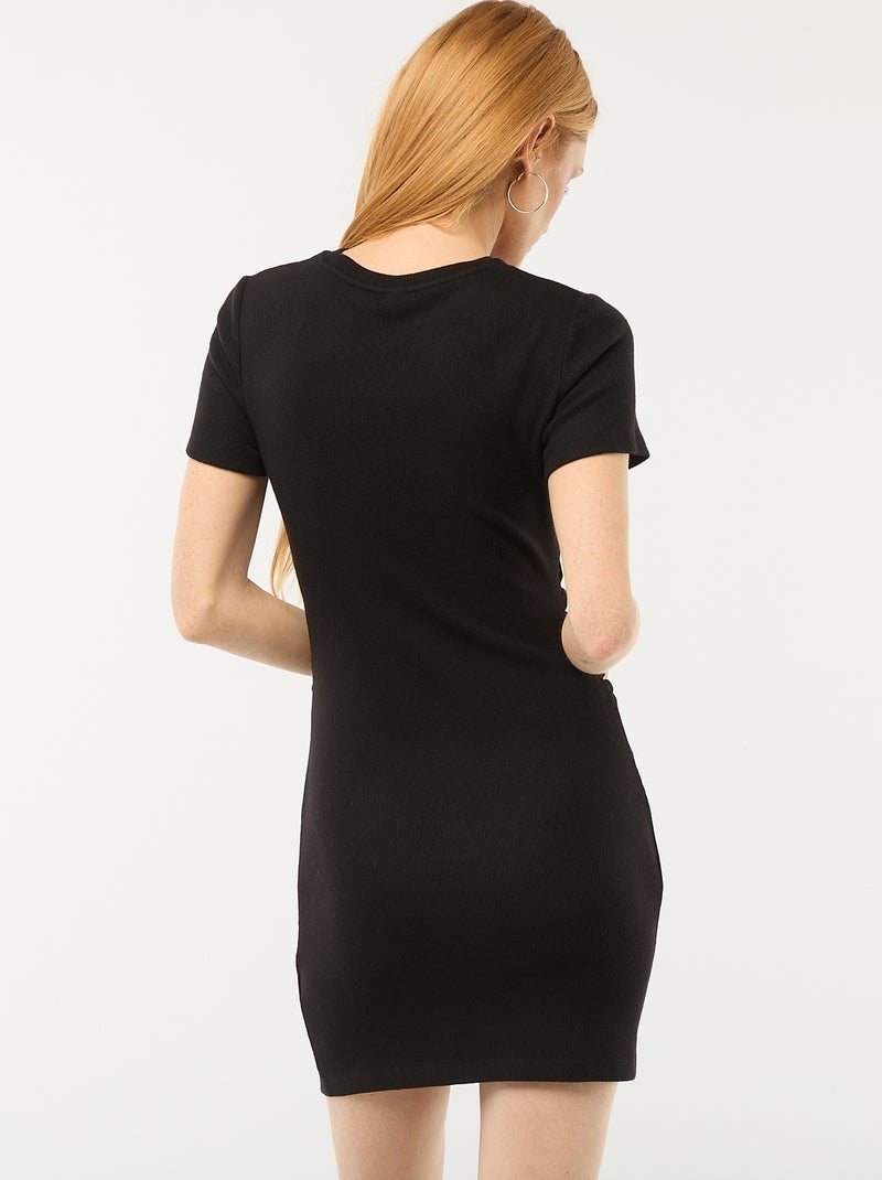 Vestido de punto suave liso Negro - Kiabi