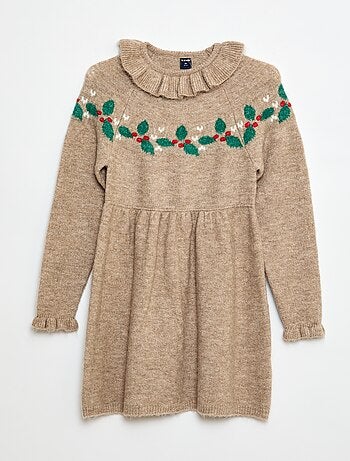 Vestido de punto suave 'Navidad' con cuello bebé