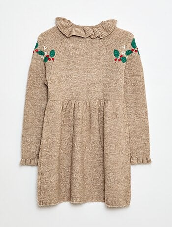 Vestido de punto suave 'Navidad' con cuello bebé