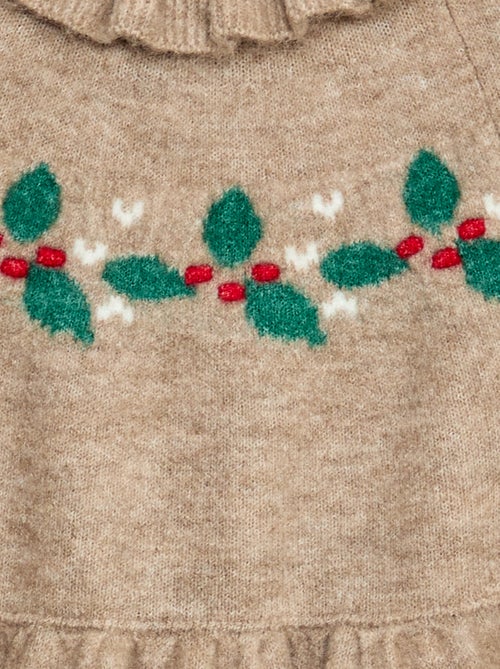 Vestido de punto suave 'Navidad' con cuello bebé - Kiabi