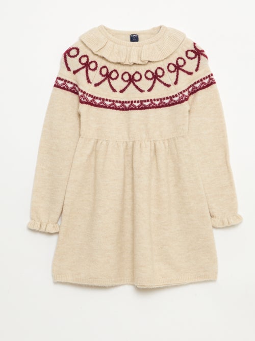 Vestido de punto suave 'Navidad' con cuello bebé - Kiabi