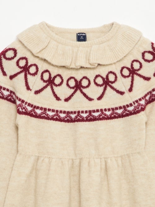 Vestido de punto suave 'Navidad' con cuello bebé - Kiabi