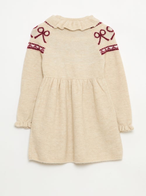 Vestido de punto suave 'Navidad' con cuello bebé - Kiabi