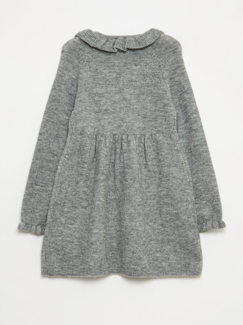 Vestido de punto suave 'Navidad' con cuello con volantes Gris - Kiabi