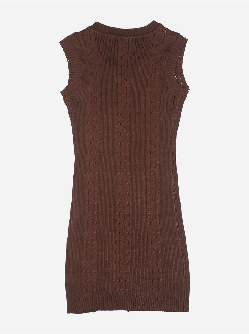 Vestido de punto trenzado - Kids Star Marrón oscuro - Kiabi