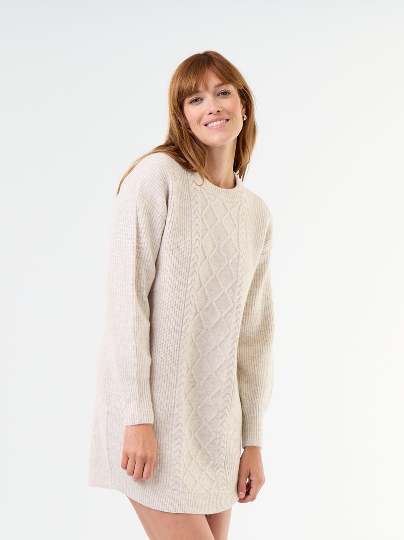 Vestido de punto trenzado Beige - Kiabi