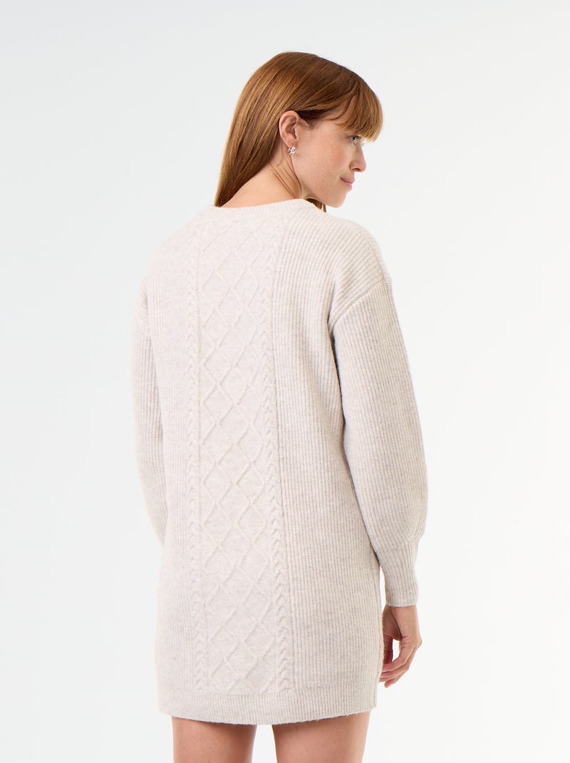 Vestido de punto trenzado Beige - Kiabi