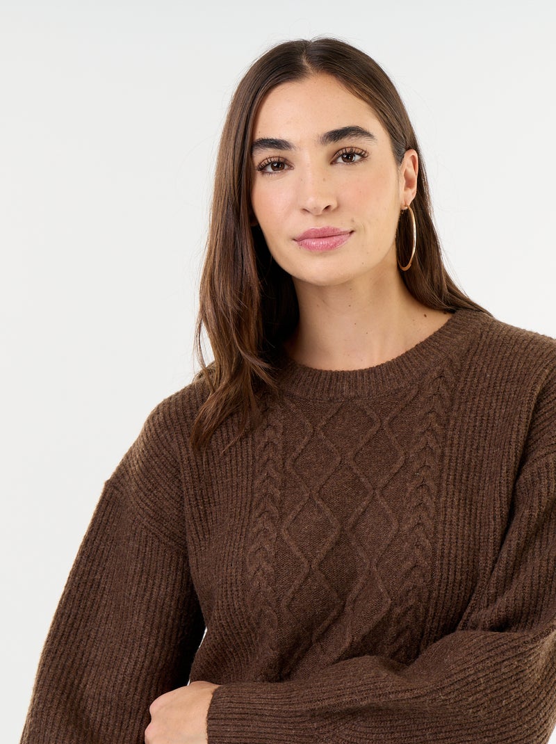 Vestido de punto trenzado Marron - Kiabi