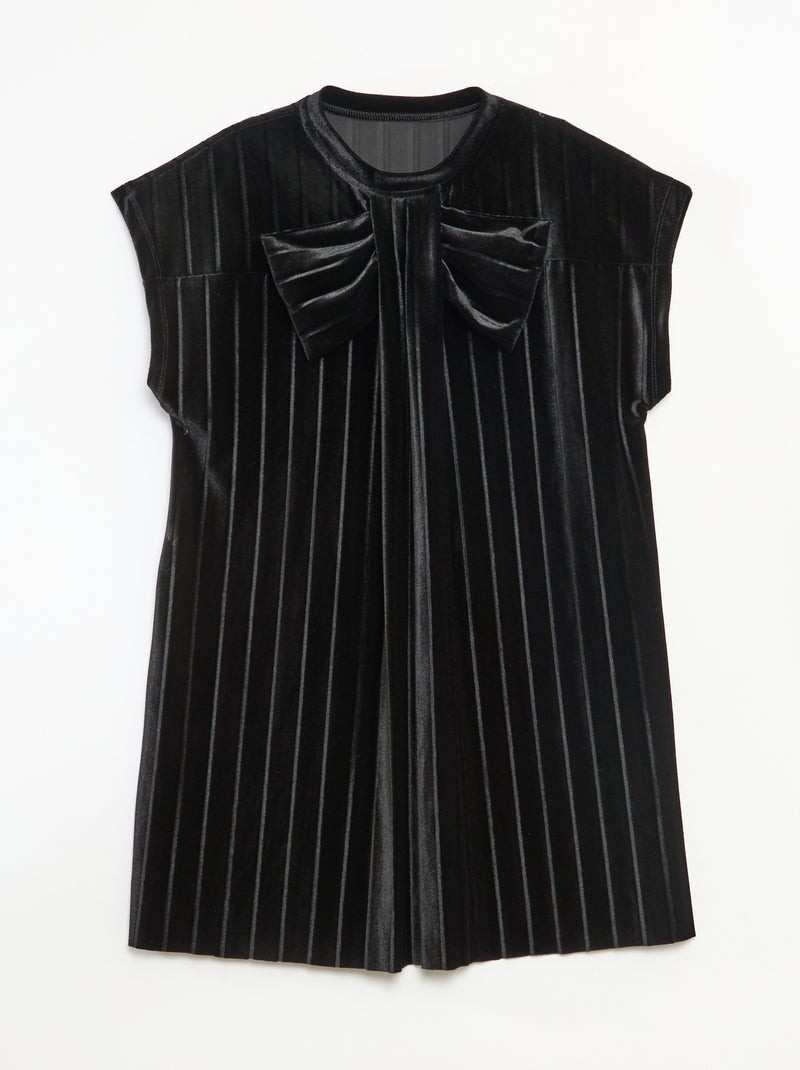 Vestido de punto velvet con lazo grande Negro - Kiabi