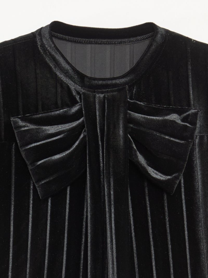 Vestido de punto velvet con lazo grande Negro - Kiabi