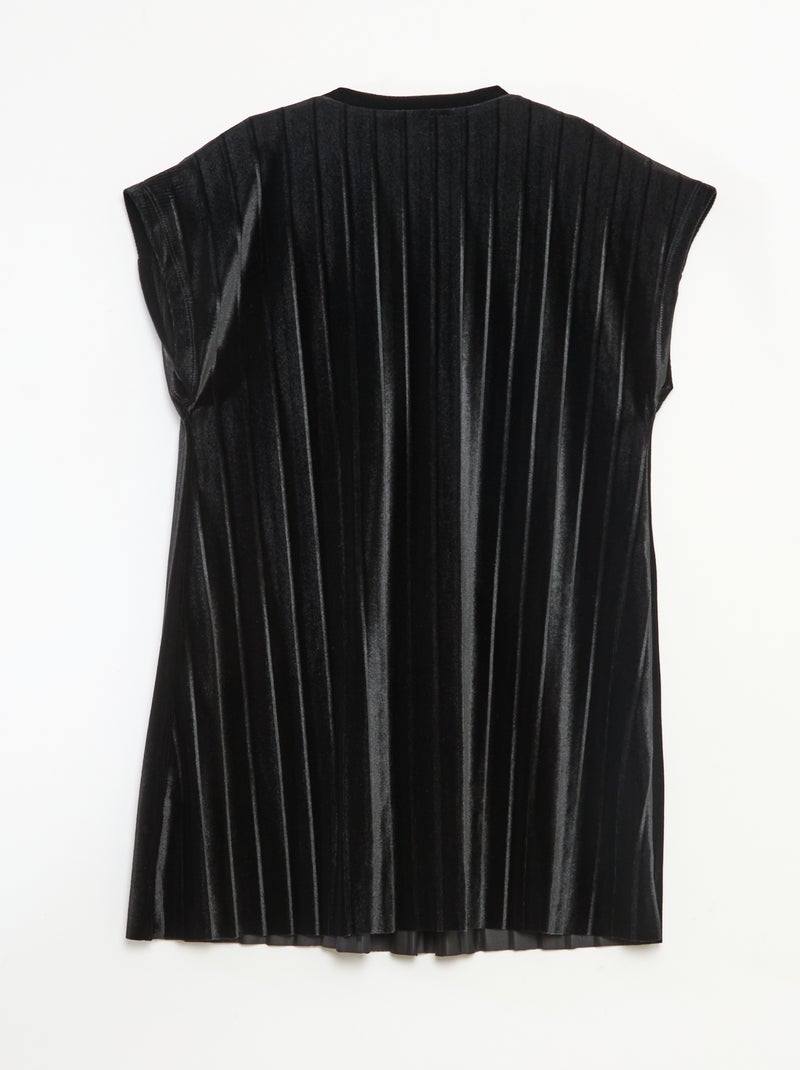 Vestido de punto velvet con lazo grande Negro - Kiabi