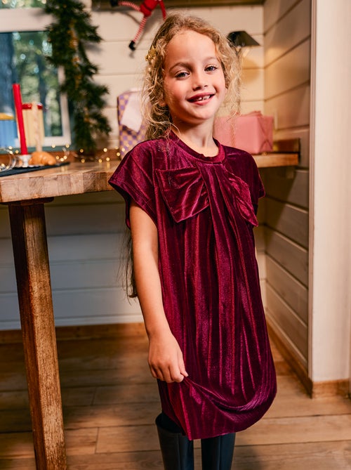 Vestido de punto velvet con lazo grande - Kiabi