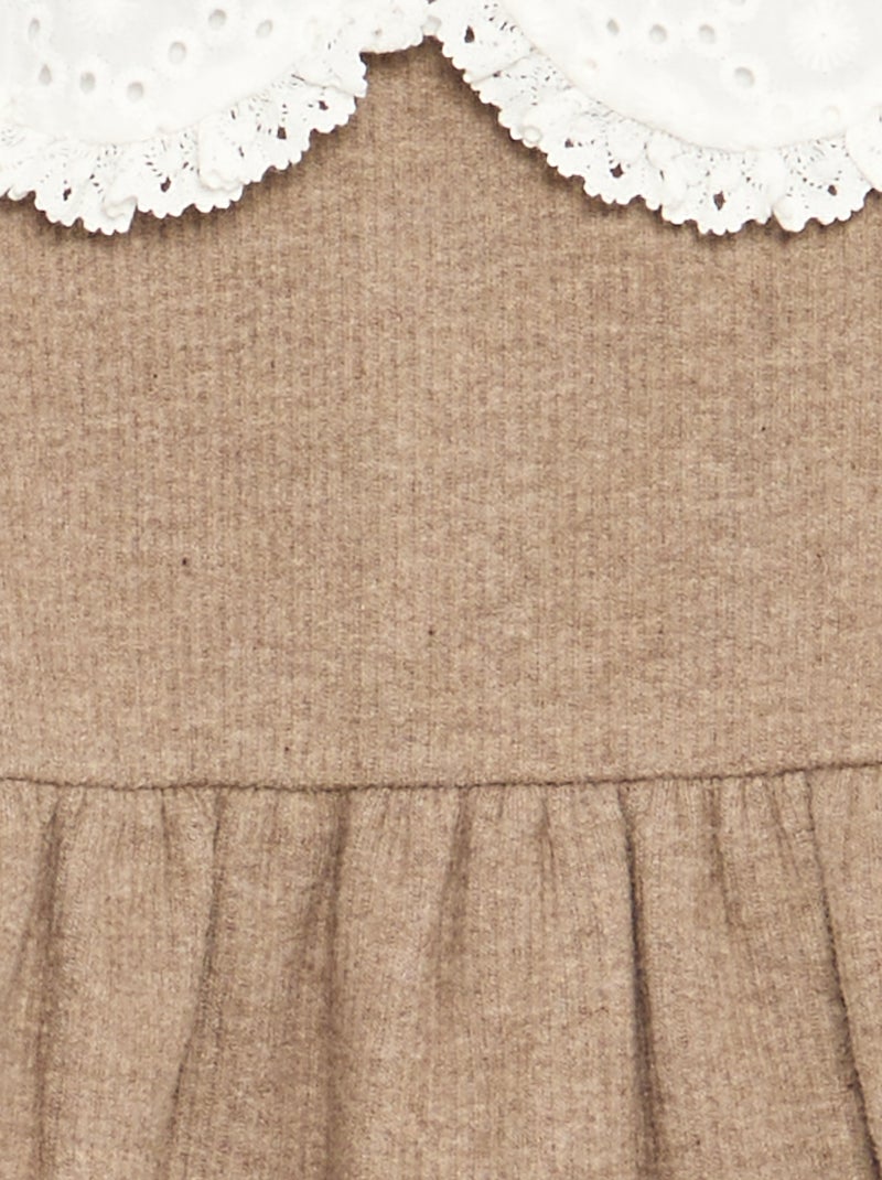 Vestido de punto y manga larga Beige - Kiabi