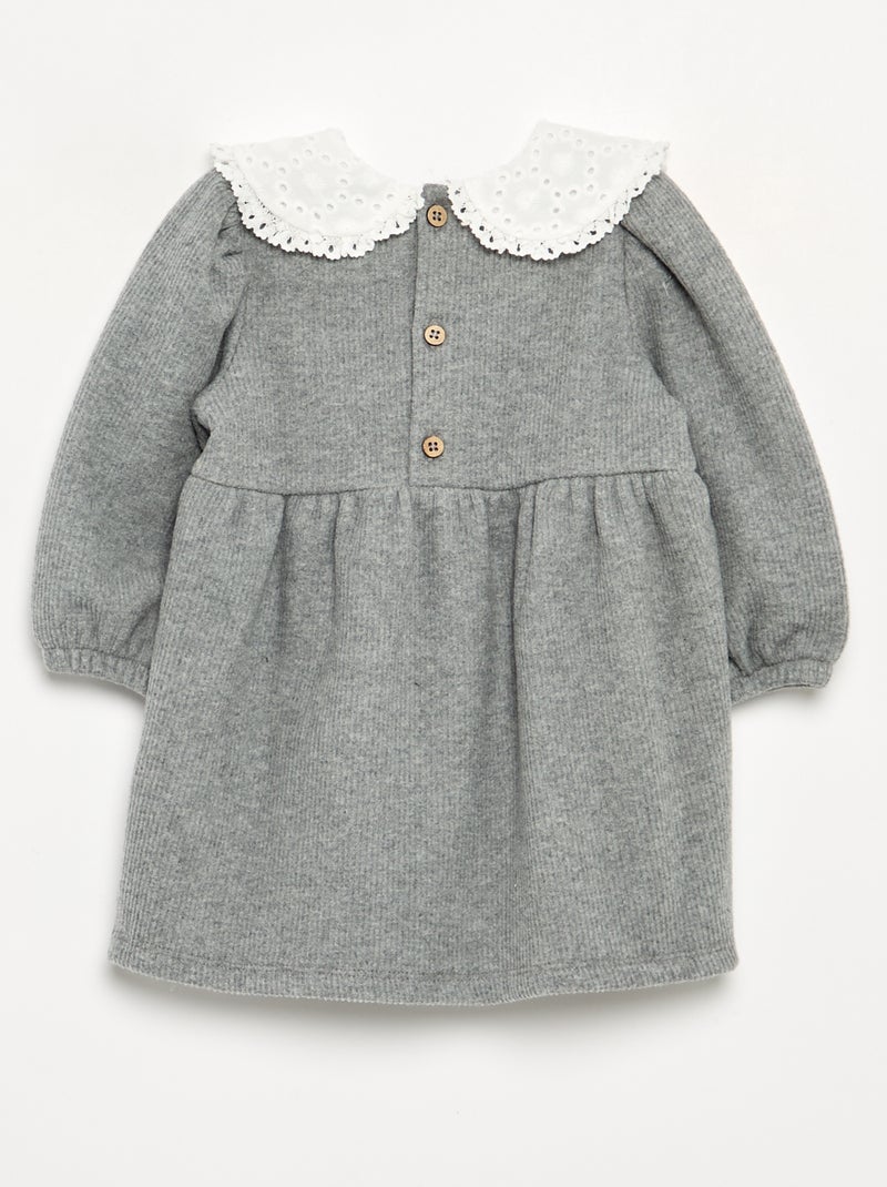 Vestido de punto y manga larga Gris - Kiabi
